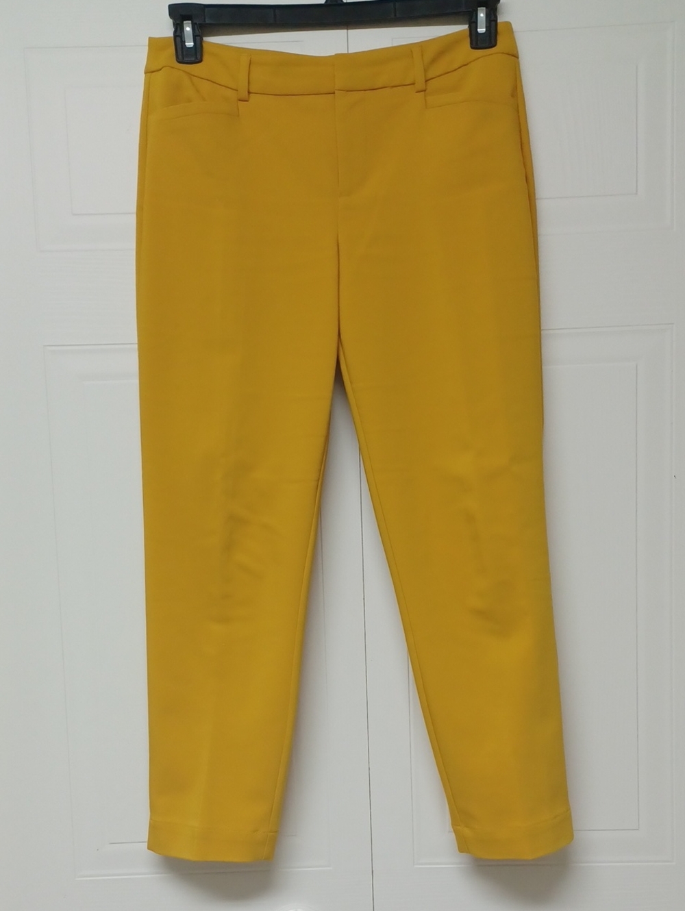 Roz & Ali Slim Ankle Pants in Mustard Yellow